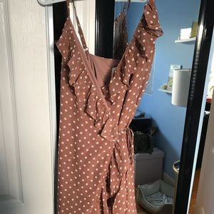 BP polka dot tie-wrap dress with ruffles